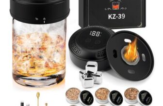 Electric Whiskey Smoker Kit 6 Wood Chips 5 Color Lights