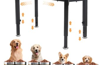 Elevated Dog Bowl Stand, Upgrade Metal Dog Feeder Stand, 4 Adjustable Heights 7-10.6 and Width 5-10, No Spill Raised Pet Double Bow Holder for Small, Medium Large Dogs Indoor Outdoor (Stand Only)