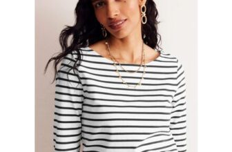Ella Long Sleeve Breton – Ivory, Black