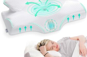 Elviros Cervical Memory Foam Pillow, Ergonomic Neck and Shoulder Support Pillow for Side/Back/Stomach Sleepers with Removable Cover (White)