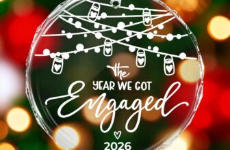 Engagement Gift and Wedding Gifts for Couples, Premium Glass Ornament with Timeless Design, Mr and Mrs Keepsake for Growing Old Together, Decorative Present for Newlyweds