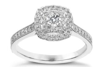 Engagement Ring 9ct White Gold Double Halo 0.50ct Diamond Ring