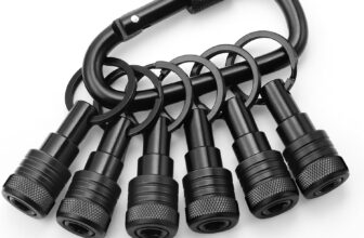 Enhanced Non-Slip Bit Holder Key Chain 6pc, Drill Bit Holder for 1/4 Inch Hex Shank Bits, Bit Holders for Impact Driver Drill Bit Extension (Black)