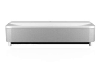 Epson EH-LS800W 4K PRO-UHD 4,000 lumen Android TV Short Throw 3 Chip Laser Projector, Yamaha 2.1ch Speakers – White