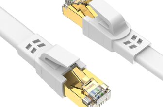 Ercielook CAT8 Ethernet Cable 5m – High Speed Shielded Flat Internet Cable, Weatherproof S/FTP UV Resistant for Router/Gaming/Modem – White