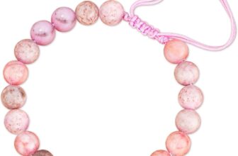 Esmoly Natural Stone Crystal Healing Bracelet for Women Ladies Heart Initial Letter Pink Zebra Stone Bead Bracelet Gifts for Women Girls