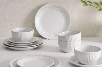 Ethan Embossed Stoneware 12 Piece Dinner Set – White