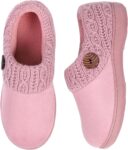 EverFoams Womens Microsuede Slippers Warm Comfy Memory Foam Indoor House Shoes with Knit Collar