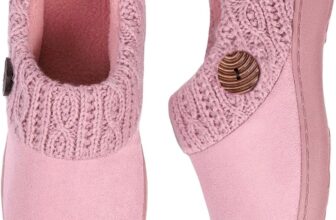 EverFoams Womens Microsuede Slippers Warm Comfy Memory Foam Indoor House Shoes with Knit Collar