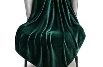Exclusivo Mezcla Extra Large Fleece Throw Blanket, Forest Green, 127x178cm
