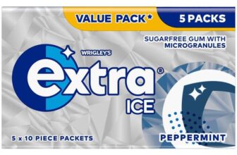 Extra Ice Peppermint Sugar Free Chewing Gum, 5 x 10 Pieces (S&S £1.31)