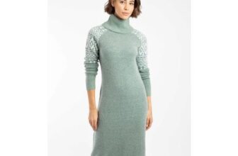Ezzie Womens Fair Isle Roll Neck Knitted Dress