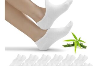 FALARY 12 Pairs White Bamboo Fibre Unisex No-Show Trainer Socks