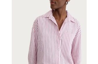 F&F Cotton Rich Striped Oversized Fit Shirt in Multi Pink – Limited Sizes