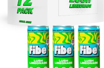 FIBE Prebiotic Soda Boosts Immune System Low Calories Vitamin B&C Vegan & Gluten Free Recyclable & Sustainable – 12 x 250ml (12x, Lush Limeonade)