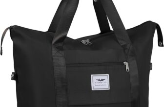 FIORETTO Womens Expandable Gym Tote Bag Duffle Bag with Wet Pocket, Travel Bag Weekend Overnight Bags with Double Shoulder Strap, Water-Resistant Carry On Hospital Holdalls for Women Black