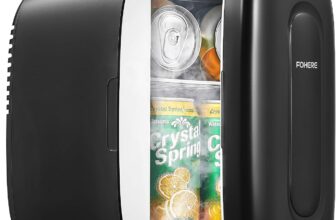 FOHERE Mini Fridge Portable, 5 Liter/6 Cans Small Fridge Cooler & Warmer, Quiet, DC/AC Power, Cmpact Mini Fridge for Bedrooms, Office, Skincare, Car, Travel, Black