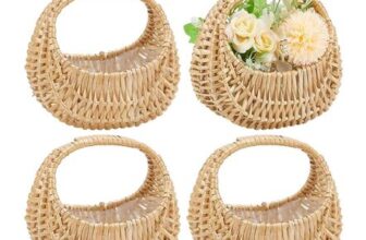 FREEBLOSS 4 Flower Girl Baskets with Handles, Waterproof Lining, 7x5x7.2in
