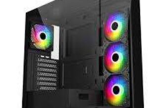 FSP M340 Tempered Glass Mid Tower PC Gaming Case with 4x 120mm ARGB Fans Black