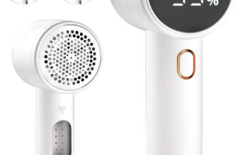 Fabric Shaver, Electric Lint Remover, Rechargeable Lint Shaver, Sweater Defuzzer to Remove Pilling, Battery Operated, 6-blade, 3-speed with LED Display for Clothes, Upholstery, Furniture