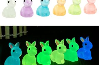 Falafoty 60Pcs Mini Resin Rabbit, 2.3cm Luminous Bunny Miniature Figurine,Easter Glow Rabbits Figurine Garden Landscape Ornament DIY Craft for Dollhouse Fish Tank Aquarium Easter Table Decor (Rabbit)