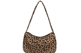 Fdsmall Womens Shoulder Bag, PU Leather, Leopard Print, Y2K, Yellow