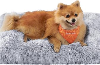 Feandrea Calming Dog Bed, Anti-Anxiety Crate Mattress, Washable Pillow Cushion, Plush Dog Mat with Anti-Slip Bottom, 65 x 45 cm, Grey Ombre PGW200G01