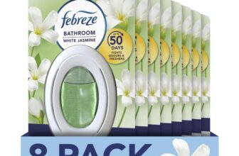 Febreze Bathroom Air Freshener, Odour Fighter, White Jasmine, 8 Items