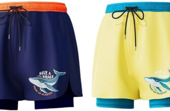 FedMois Boy Swim Set 2 Pieces Swimming Trunks with Compression Liner
