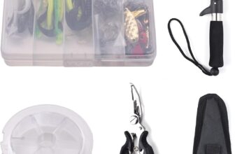 Fishing Lures Combo Kit Includes Soft Hard Fishing Lures Fishing Pliers Reinforced Pin Double Circle Fish Controller Fishing Tackle Box with Fish Controller