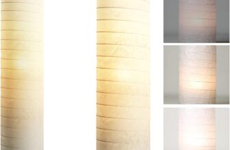 Floor Lamp Tall Lamps for Living Room, 3 Levels Brightness Paper Floor Lamp, Modern Lamp with White Fabric Shade, 116cm Floor Lamps Modern for Bedroom and Office Reading Lighting (White)