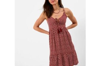 Flower Print Mini Dress Red