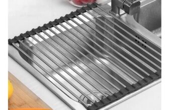 Foldable Roll-up Dish Drying Rack, Stainless Steel, 40x43cm, 18 Tubes