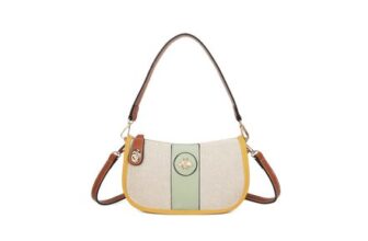 Fontanella Fashion Apiary Bee Badge Canvas PU Leather Top Handle Shoulder Bag
