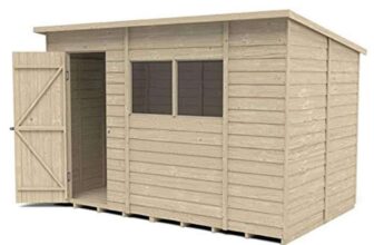Forest Garden 4LIFE Pent Shed 10×6 Single Door 2 Windows25 Year Anti-Rot Guarantee