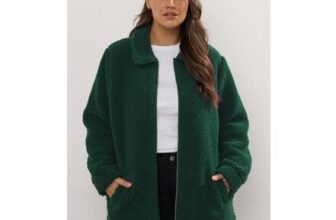 Forest Green Teddy Borg Zip through Jacket