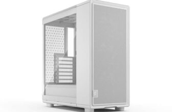 Fractal Design Epoch White – Tempered Glass Clear Tint – High Airflow PC Gaming Case – Mesh Front Panel – Three Momentum 12 Fans