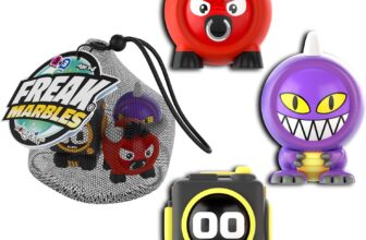 Freak Marbles Mesh Drawstring Bag, 3 Marbles with Your Matching Designs, Collect, Play and Share, Monster Marbles for Kids Ages 4 and Up