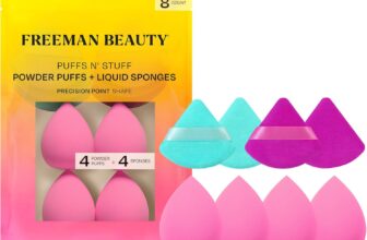 Freeman Puffs N Stuff Powder Puffs Liquid Sponges Set, Makeup Blending Sponges & Powder Puffs, For Foundation, Concealer, & Setting Powder, Vegan & Cruelty Free, 8 Count