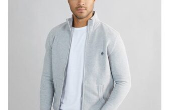 French Connection Mens FC Funnel Sweatshirt Light Grey Mel/Marine