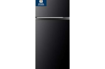 Fridgemaster MTM48120EB 48cm Freestanding Top Mounted Fridge Freezer – 124-Litre Capacity with Adjustable Thermostat – Reversible Door