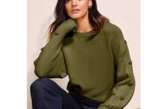 Friends like These Olive Green Button Sleeve Detail Jumper