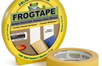 Frog Tape Yellow Delicate Surface Painters Masking Tape 24mm x 41.1m. Indoor painting and decorating for sharp lines and no paint bleed