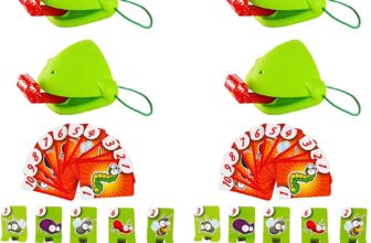 Frog Tongue Board Game, Frog Mask with Blow Tongue Funny Frog Tongue Mask Game Frog Tongues Out Toy with Blowing Air Multiplayer Interactive Lizard Tongue Game for Family & Party (4 Players)