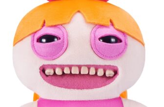 Fuggler Powerpuff Girls 9-Inch Plush Toy (Blossom) by ZURU Funny Ugly Monster Stuffed Animal with Human-Like Teeth, Collectible Plush for Kids, Tweens, Teens, Adults & Cartoon Fans