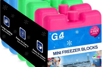 G4GADGET 8cm Freezer Blocks Pack of 6 Reusable Ice Packs for Lunch Boxes, Cooler Bags, Picnic, Travel, Camping & Outdoor Activities Quick Freeze Design
