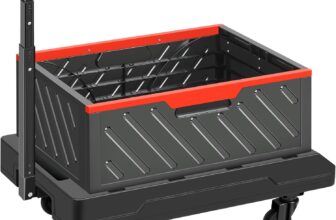 GALAX PRO 4 Wheels Hand Trucks,Flatbed or Camper 2-in-1 Cart, Household Foldable Storage Cart, Adjustable Telescopic Handle,TPR silent Wheels,for Goods Transport, Camping Trolley