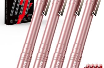 GEARLITE Pen Torch 4 Pack, IPX4 Waterproof Pen Torches Battery Powered with Clip, Lightweight Small Pen Torches Led Super Bright,Small LED Torch Perfect for Emergency, Inspection, Work (Pink)