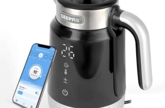 GEEPAS Digital Electric Kettle 1.7L Wifi Tuya Smart App Control Alexa Google Voice Compatible Digital Display Auto Shut Off Cool
