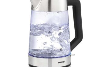 GEEPAS Illuminating Glass Kettle 1.7L Cordless Kettle with Stainless Steel Element Boil-dry Sensor, 2y Warranty 3000W
